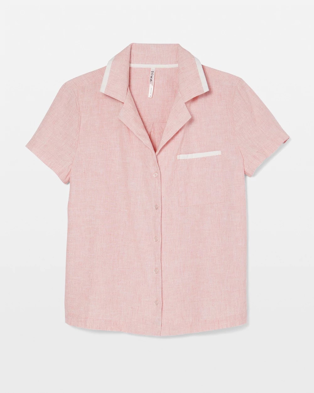 Soma / Short-Sleeve Notch Collar Pajama Top CREME BRULEE CROSSDYE