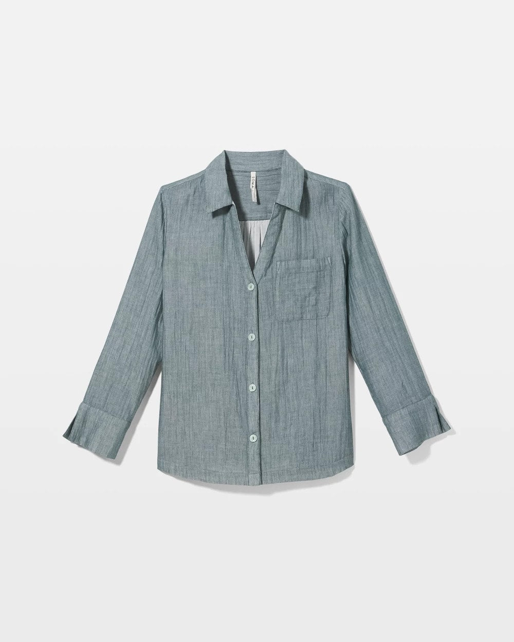 Soma / Cotton Gauze Long Sleeve Notch Collar Pajama Top DARK SEA CROSSDYE