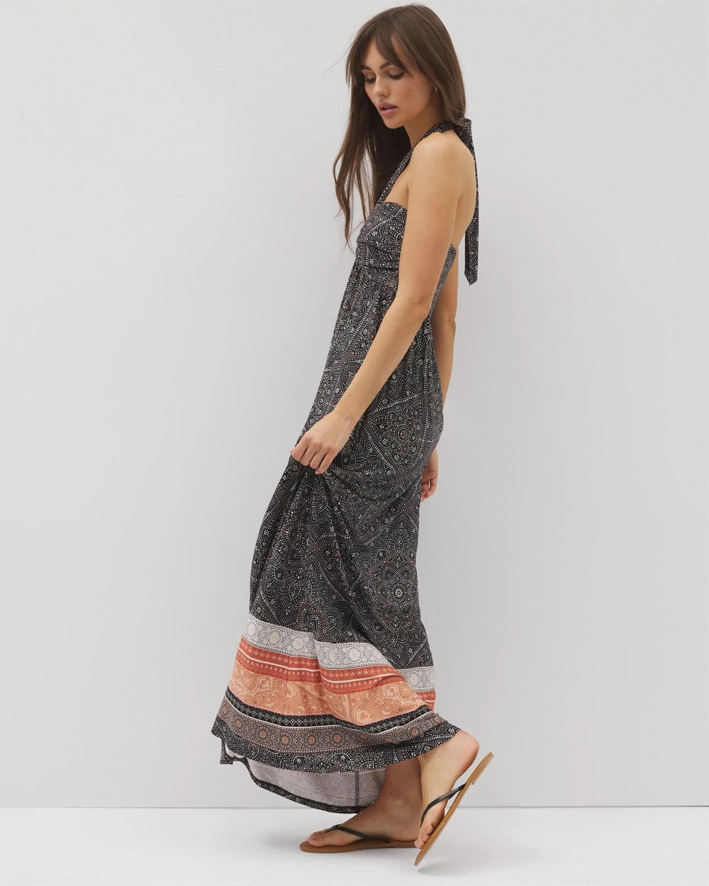 Soma / Retreat Maxi Bra Dress POINTILLISM BORDER BLK