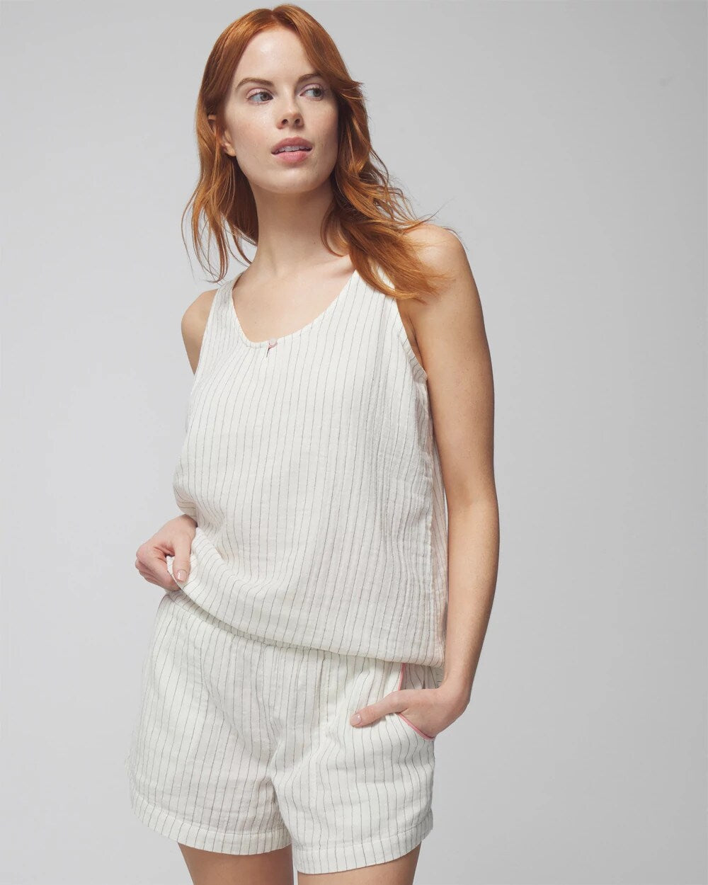 Soma / Pajama Shorts DBL CLOTH BW STRIPE