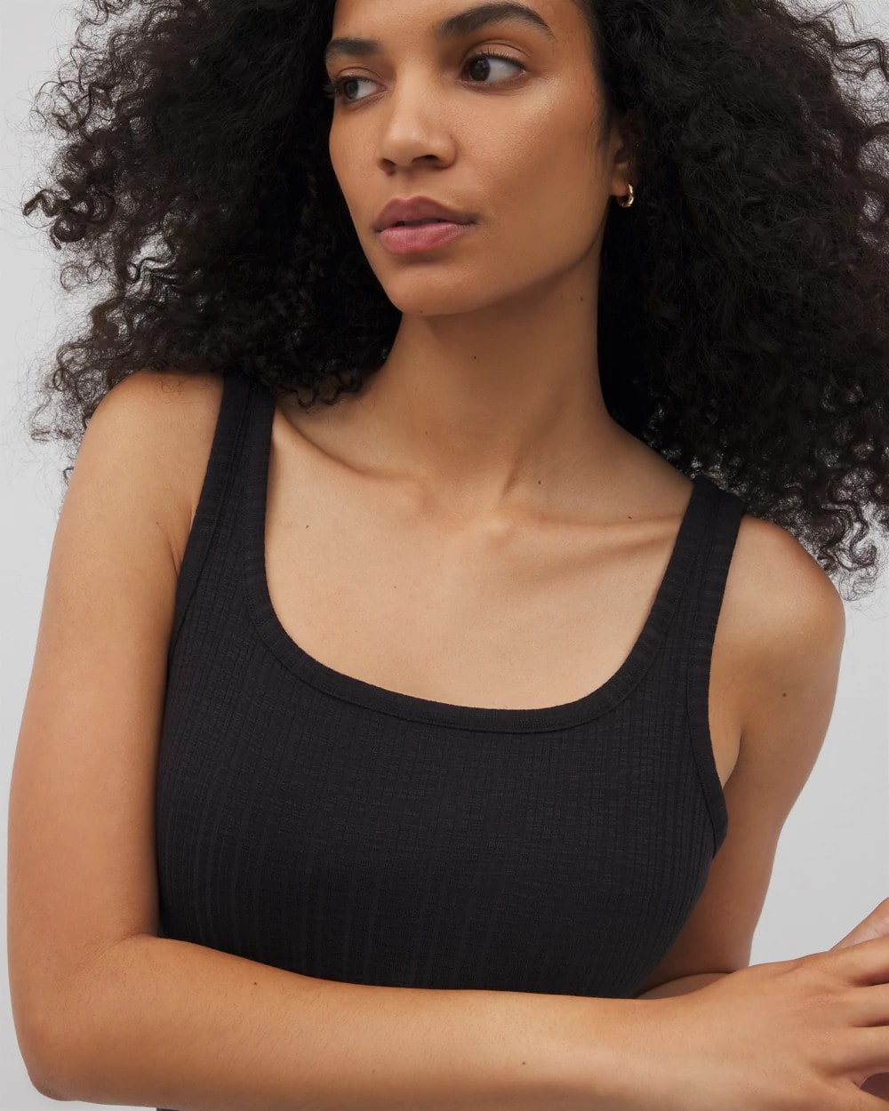 Soma / Rib Square Neck Lounge Dress BLACK