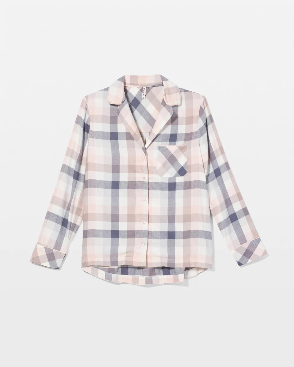 Soma / Super Soft Long-Sleeve Notch Collar Pajama Top DREAMIEST PLAID GRAY
