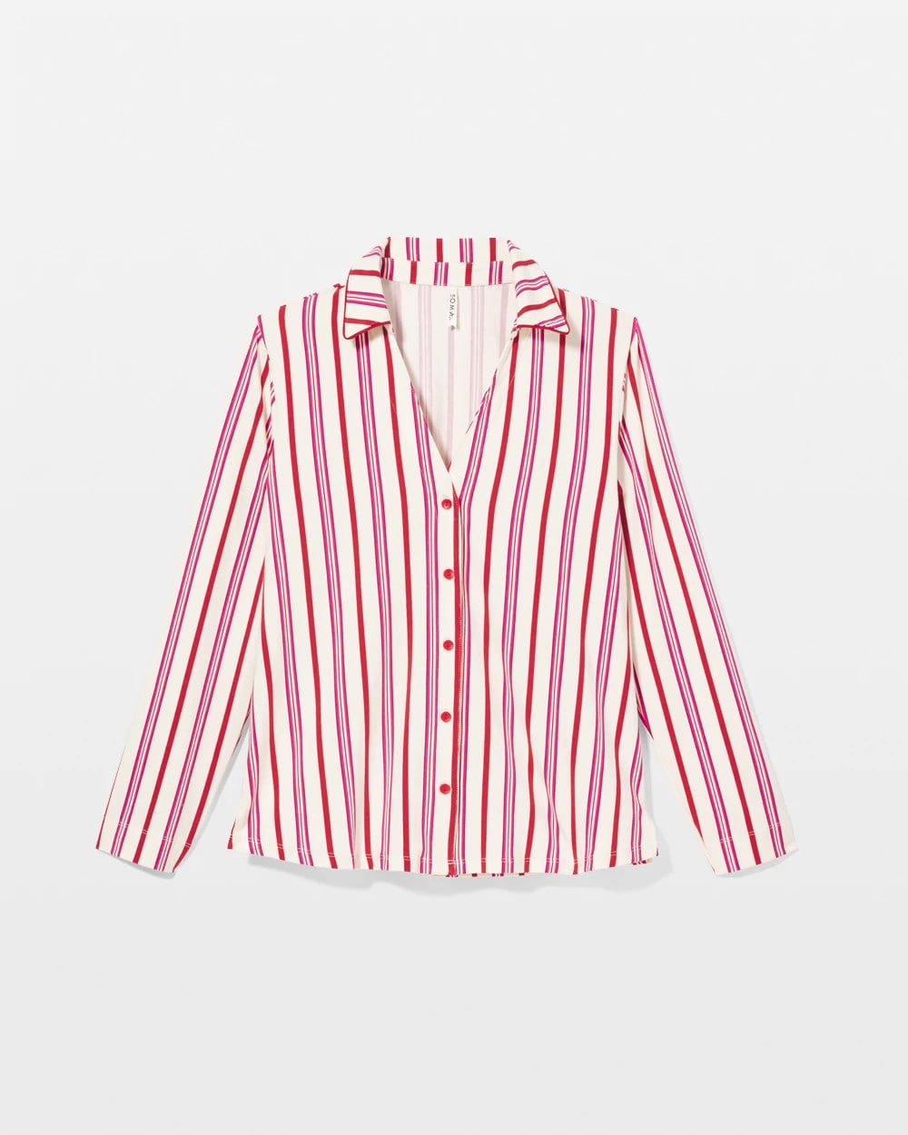 Soma / Long-Sleeve Notch Collar Pajama Top SMART STRIPE CHAMPAGNE