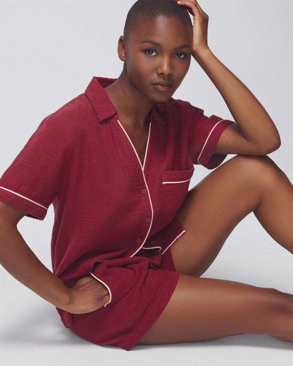 Soma / Short-Sleeve Pajama Top VERMILLION