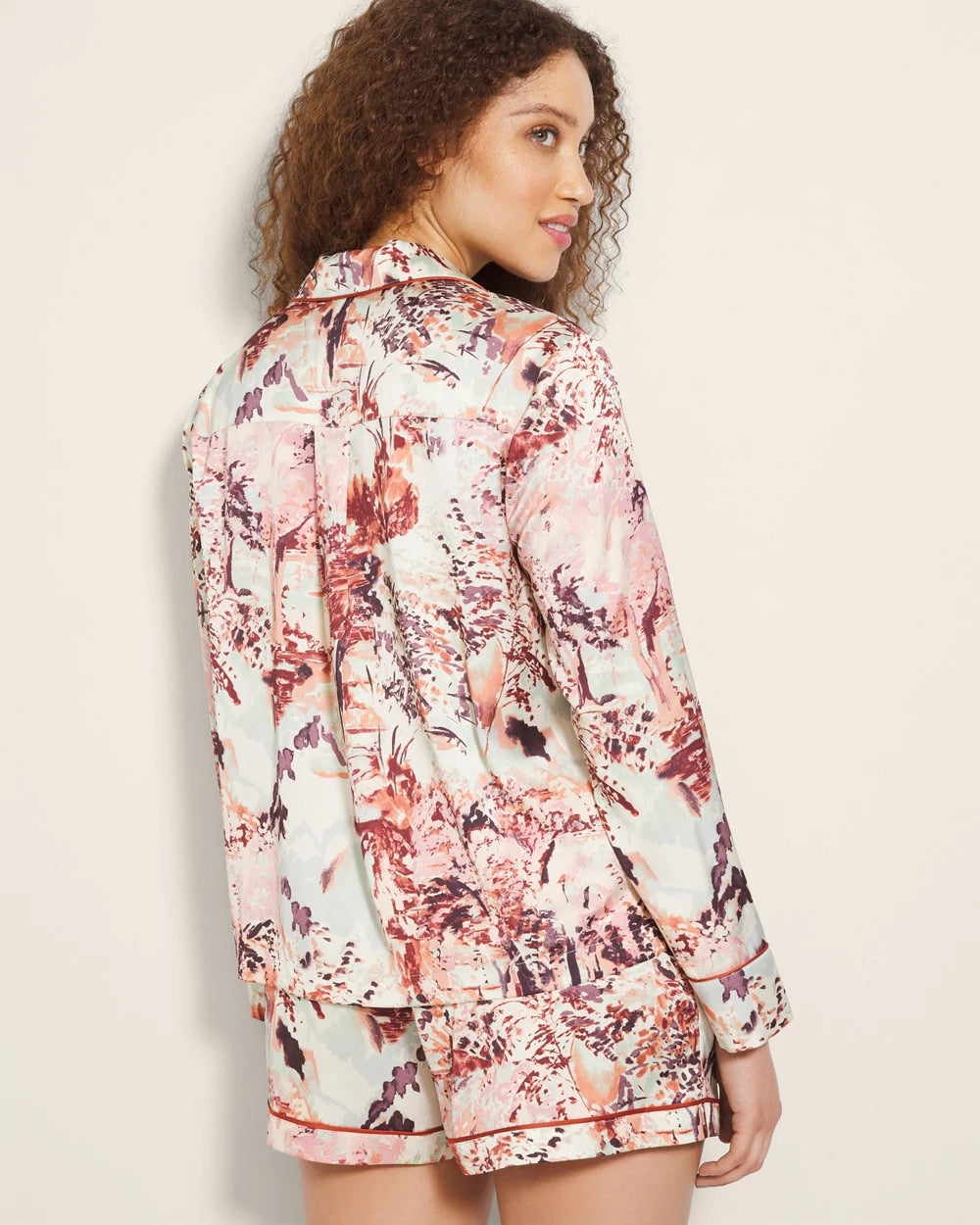 Soma / Long-Sleeve Notch Collar Pajama Top WALK IN THE PARK M CHAMP