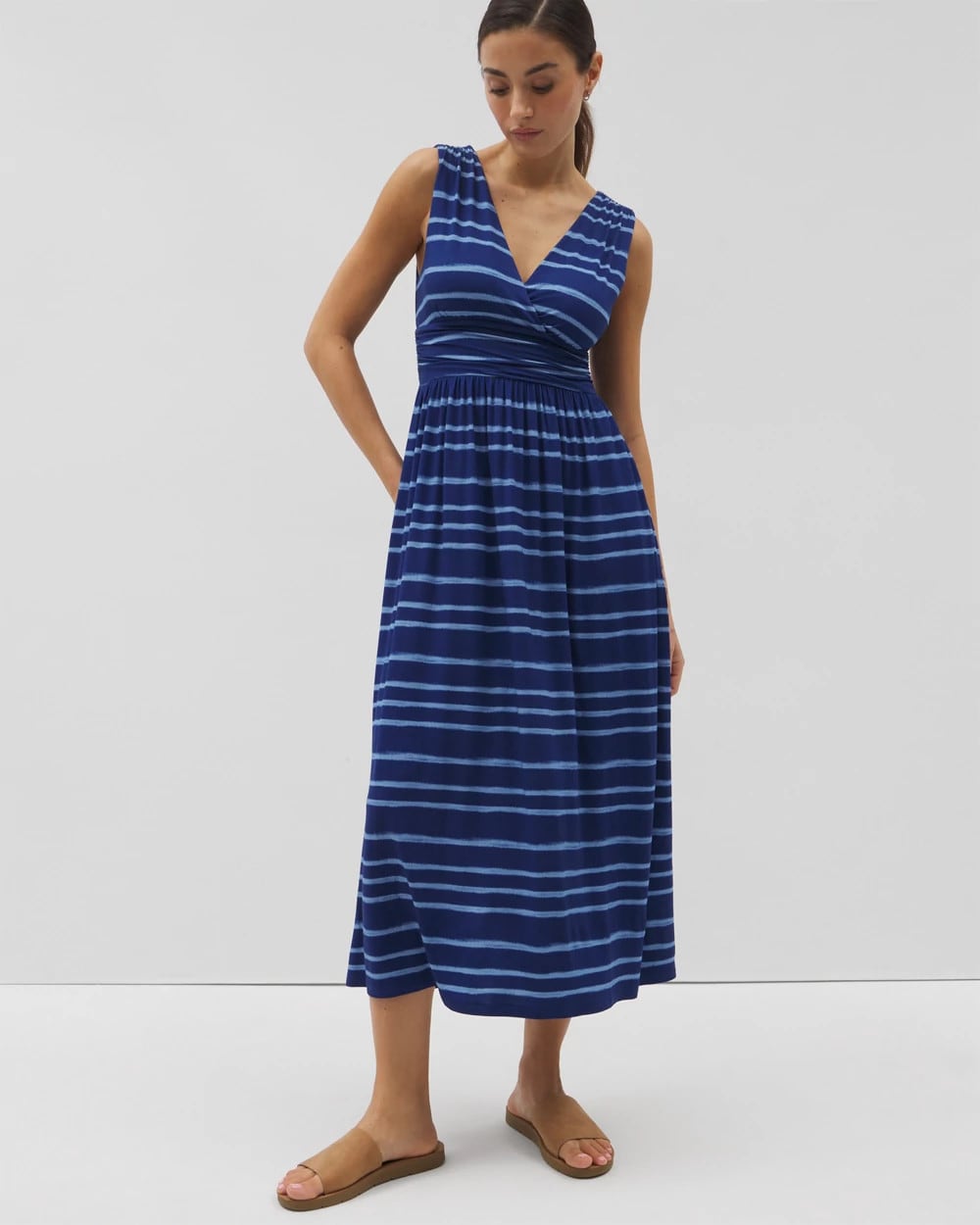 Soma / Goddess Midi Bra Dress OASIS STRIPE G NAVY PEONY