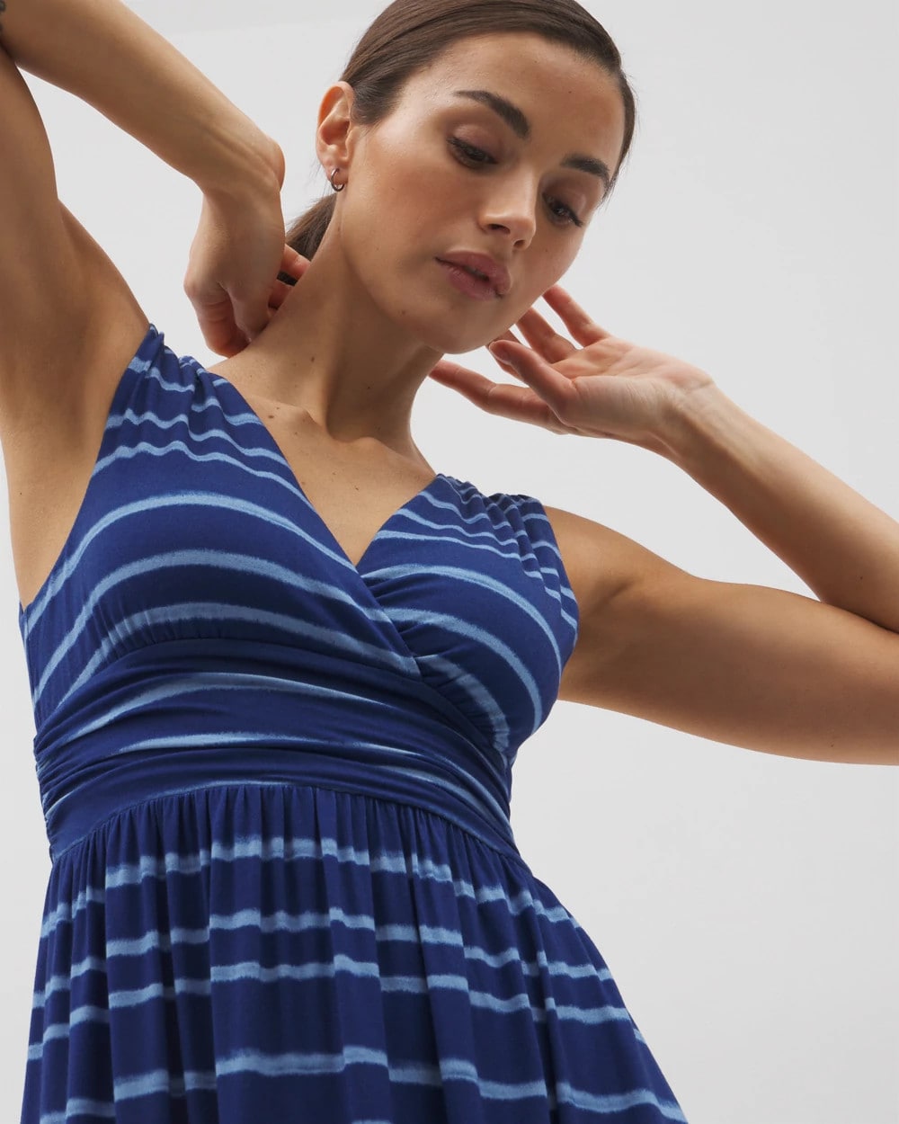 Soma / Goddess Midi Bra Dress OASIS STRIPE G NAVY PEONY