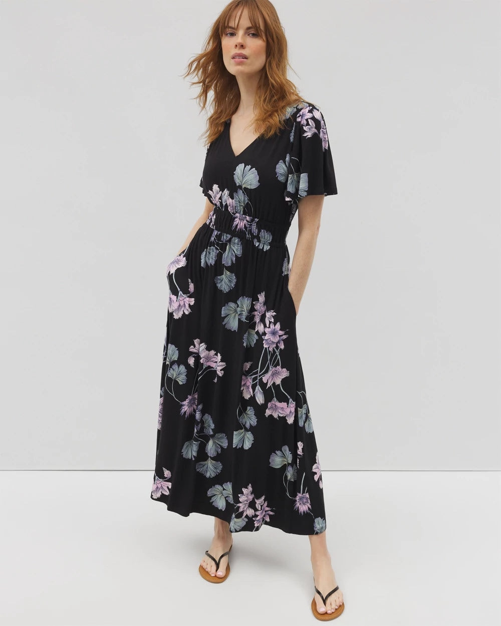 Soma / Oasis Midi Bra Dress FLORAL HAVEN BLACK