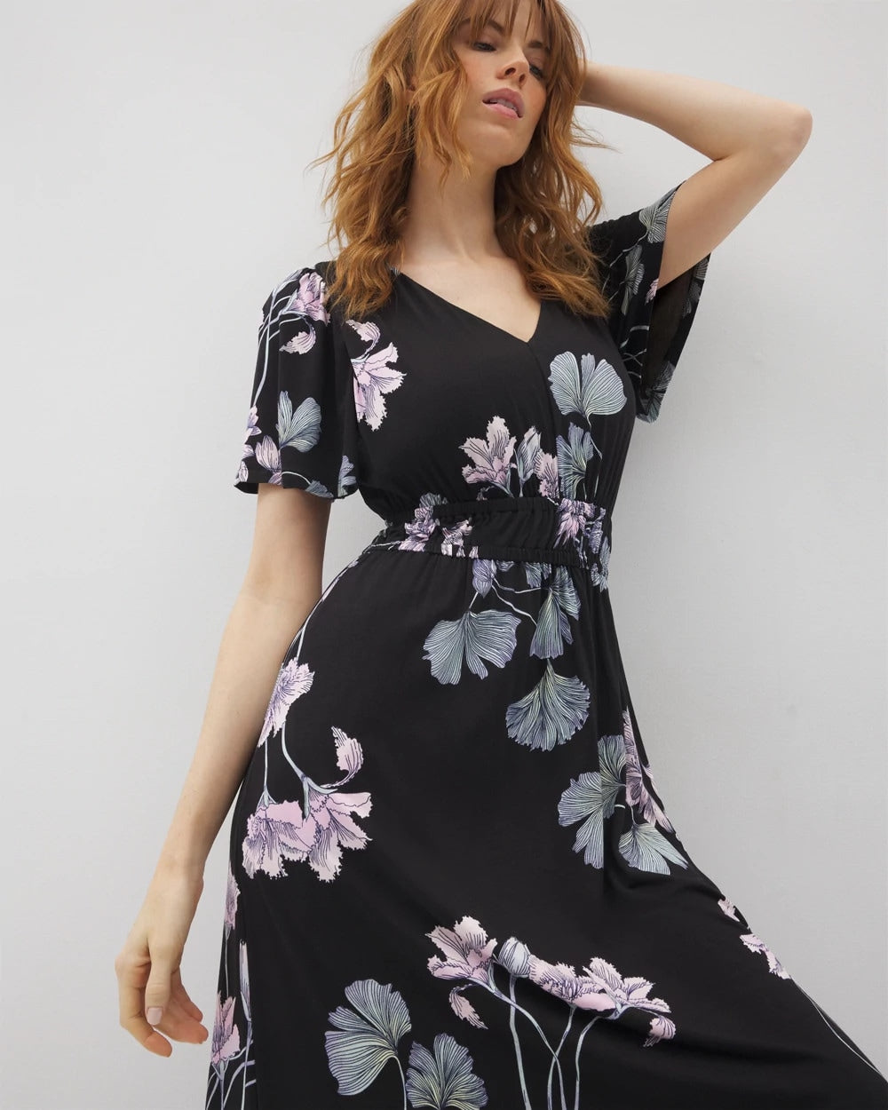 Soma / Oasis Midi Bra Dress FLORAL HAVEN BLACK