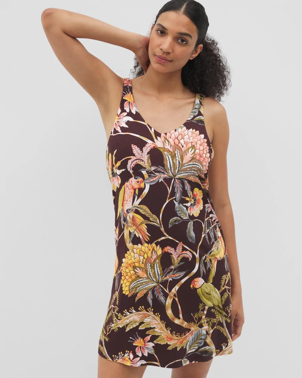Soma / Shirred Strap Chemise PARROT-DISO PLUME G PLUM