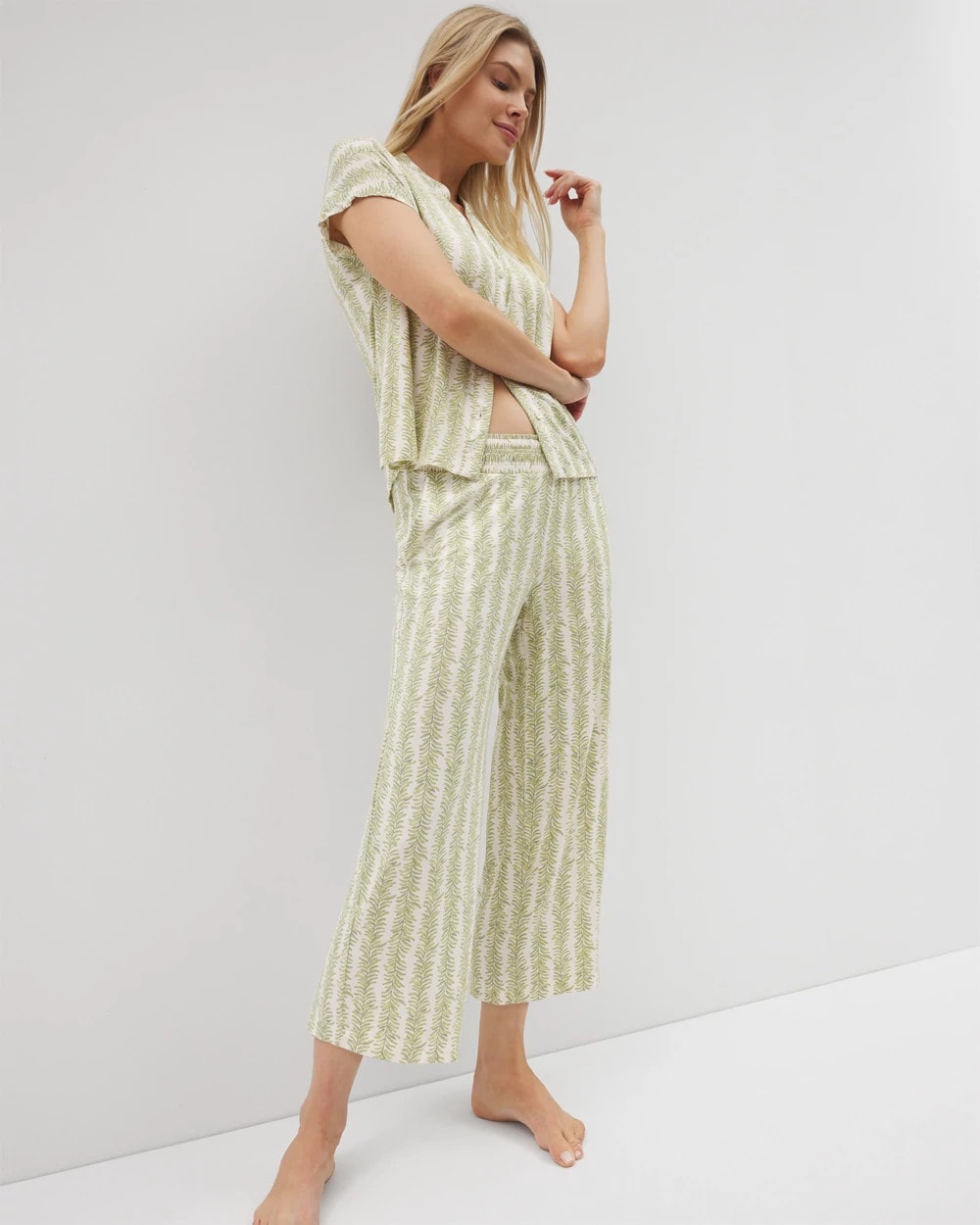 Soma / Cropped Pajama Pants CHILL STRIPE CHAMPAGNE