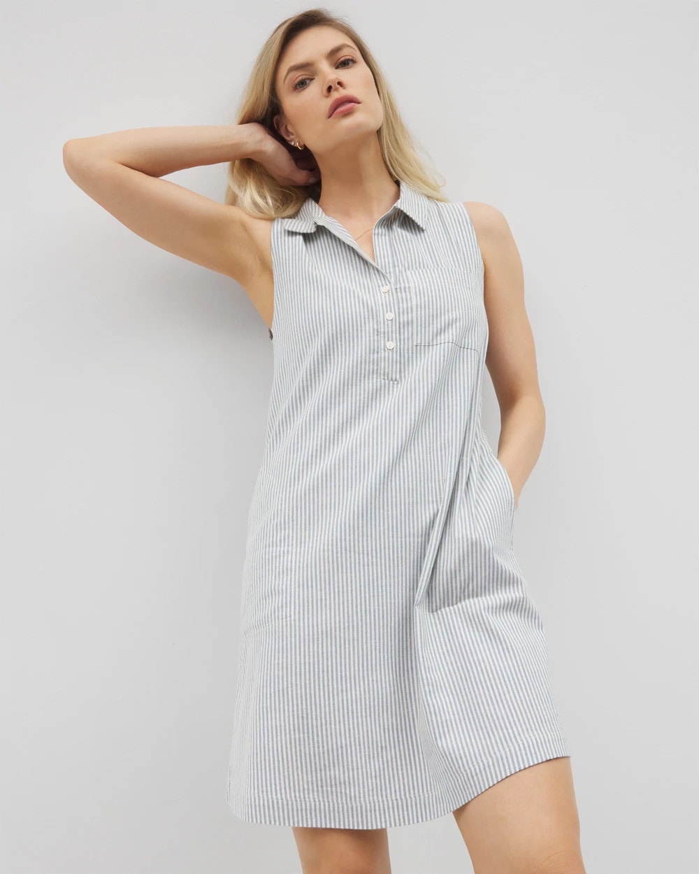 Soma / Beach Cotton Short Dress BLUE HEAVEN STRIPE