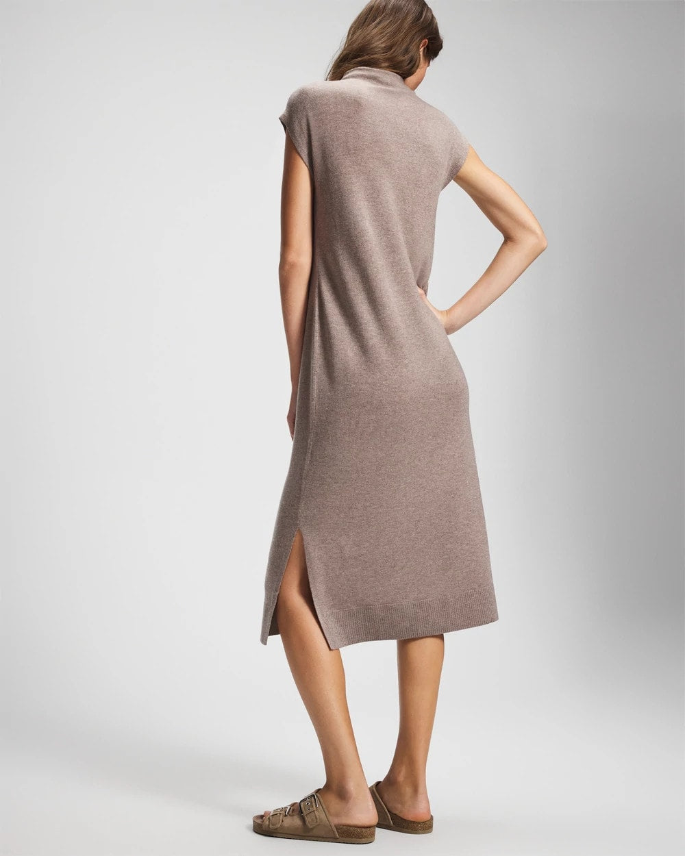 Soma / Premier Knit Sweater Funnel Neck Midi Dress HEATHER FAWN