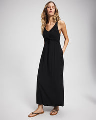 Soma / Soft Jersey Twist Front Maxi Dress BLACK