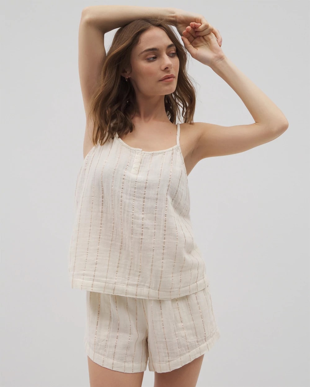 Soma / Cotton Gauze Pajama Cami CHAMPAGNE STRIPE