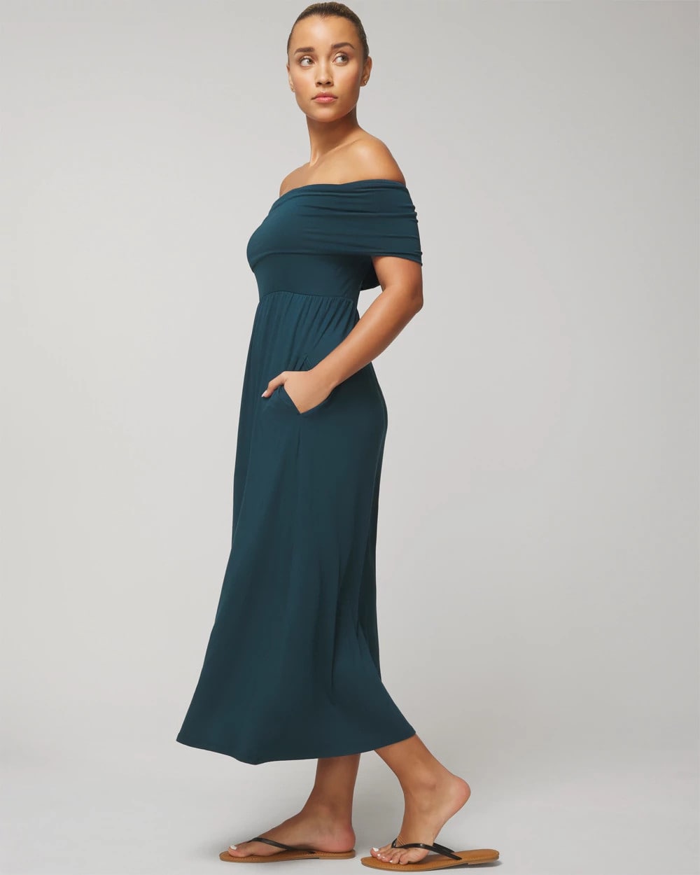 Soma / Off-The-Shoulder Midi Bra Dress DARK HARBOUR