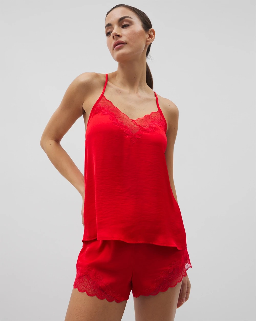Soma / Lace Trim Pajama Cami DARE ME RED