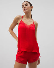 Soma / Lace Trim Pajama Cami DARE ME RED