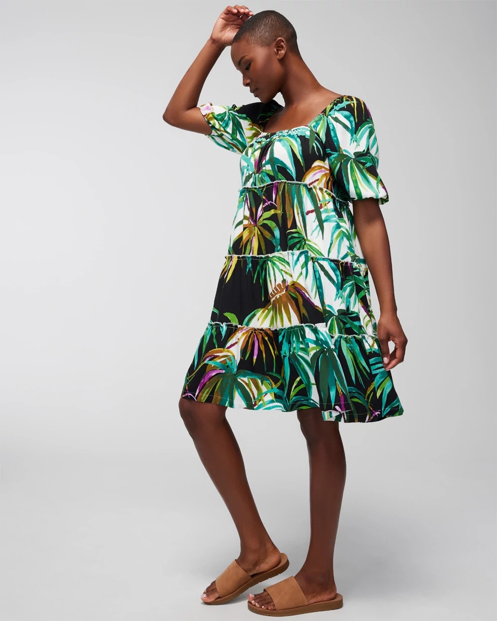Soma / Tiered Short Bra Dress BUNGALOW PALMS COCONUT