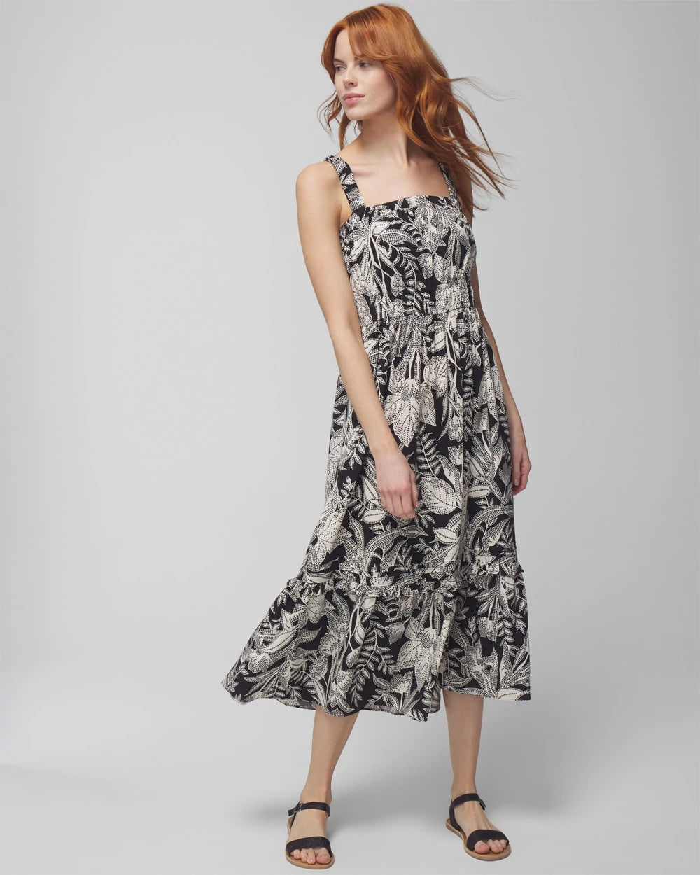 Soma / Midi Bra Dress PATTERNED PALMS BLACK
