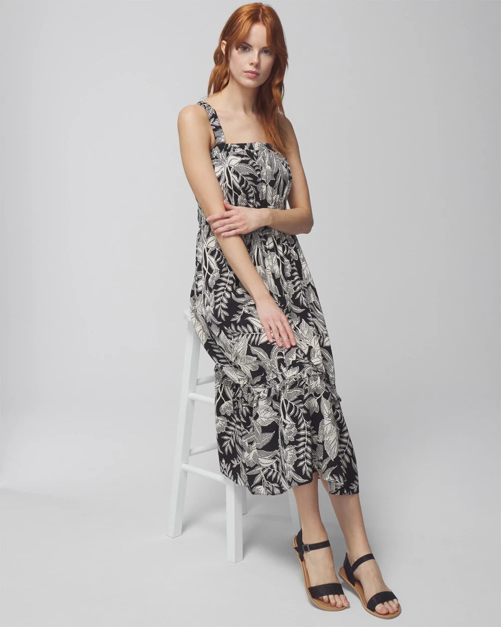 Soma / Midi Bra Dress PATTERNED PALMS BLACK