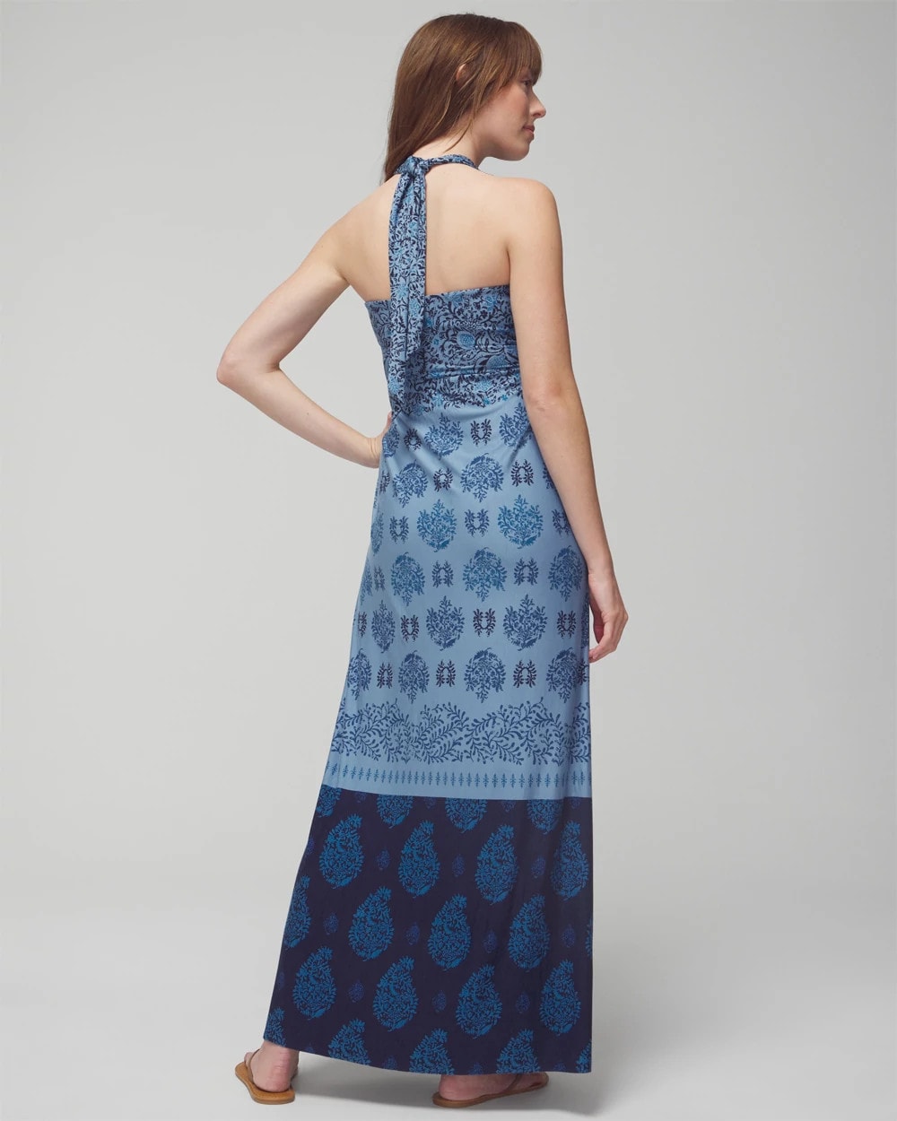 Soma / Halter Maxi Bra Dress BELLA STAMP BORDER BLUE