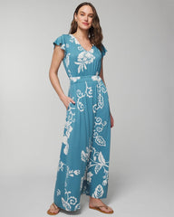 Soma / Flutter Sleeve Maxi Bra Dress GARDEN TAPESTRY G BLUE