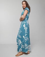 Soma / Flutter Sleeve Maxi Bra Dress GARDEN TAPESTRY G BLUE