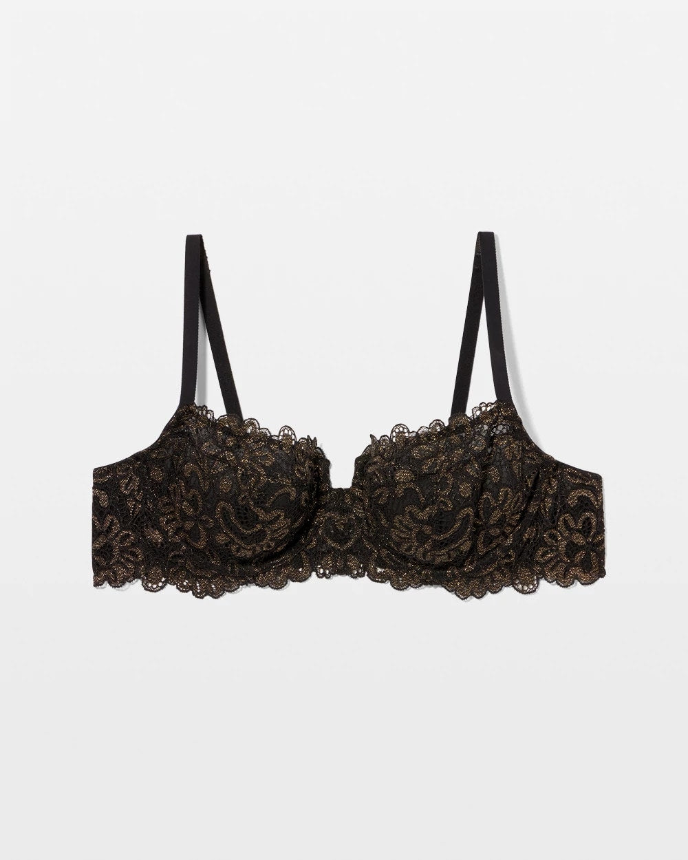 Soma / Soma Unlined Lace Balconette Bra BLACK W/ GOLD FILL