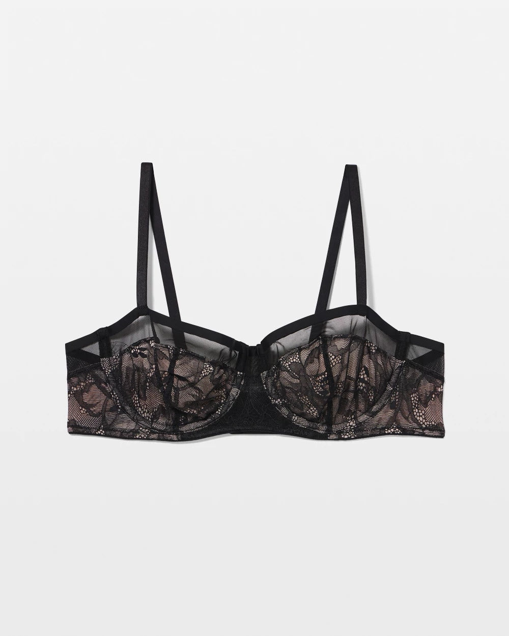 Soma / Sheer Lace Unlined Balconette Bra BLACK