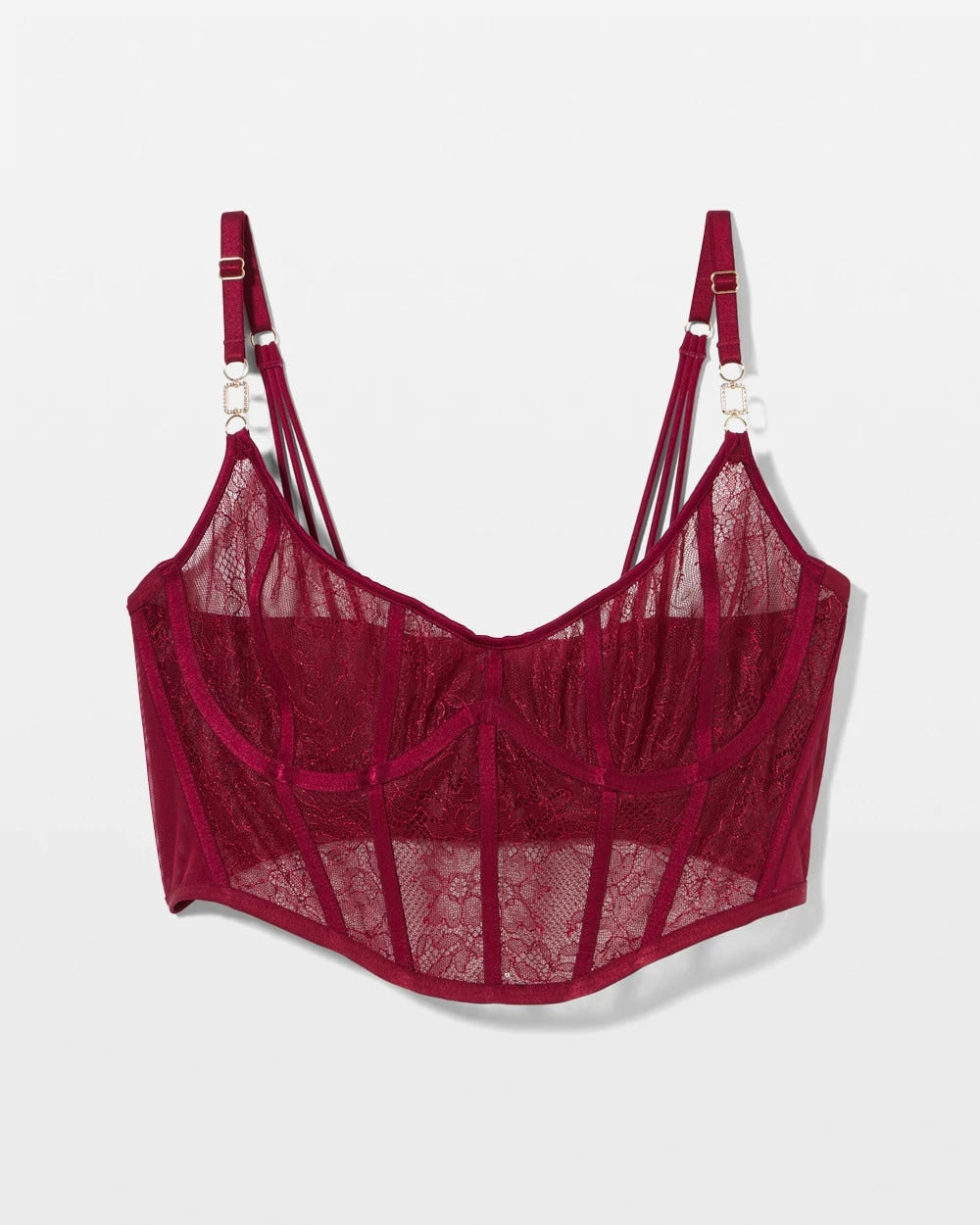 Soma / Sheer Glam Long Line Scoop Bralette RED VELVET