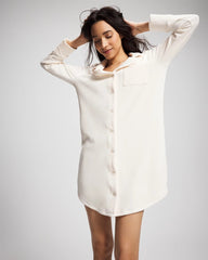 Soma / Long-Sleeve Notch Collar Sleepshirt CHAMPAGNE DREAMS