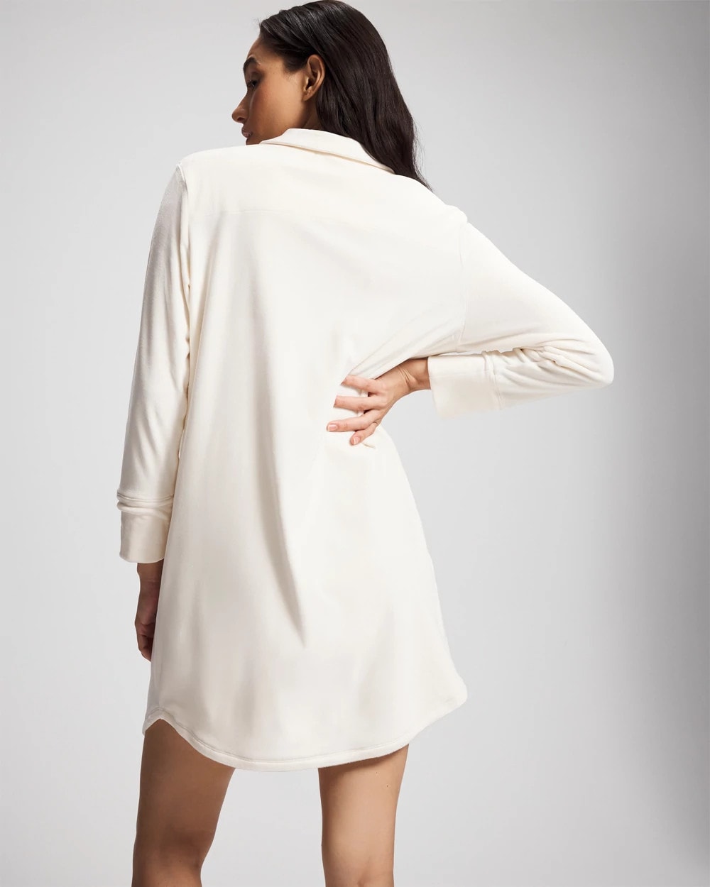 Soma / Long-Sleeve Notch Collar Sleepshirt CHAMPAGNE DREAMS