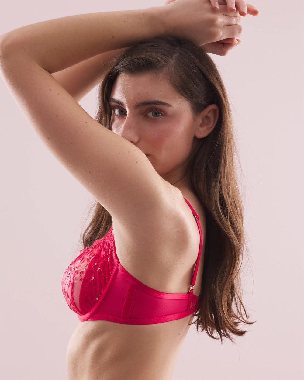 Soma / Architectural Embroidered Balconette Bra PERFECT PINK