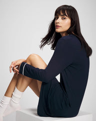 Soma / Piped Long-Sleeve Sleepshirt NIGHTFALL NAVY