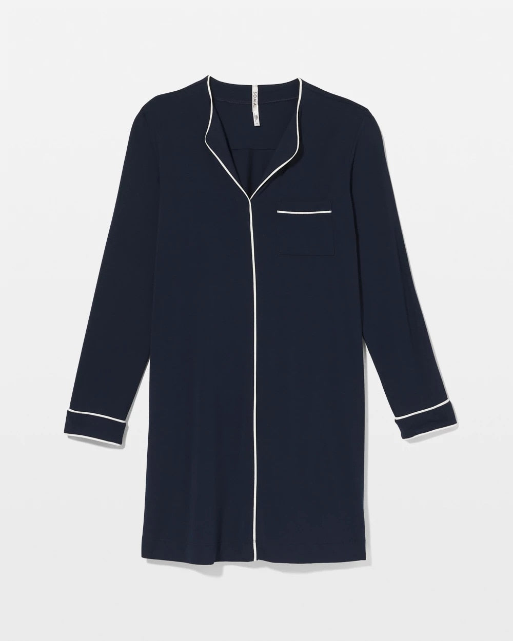 Soma / Piped Long-Sleeve Sleepshirt NIGHTFALL NAVY