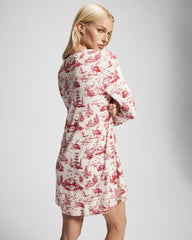 Soma / Piped Long-Sleeve Sleepshirt ENCHANTED TOILE CHAMPAGNE