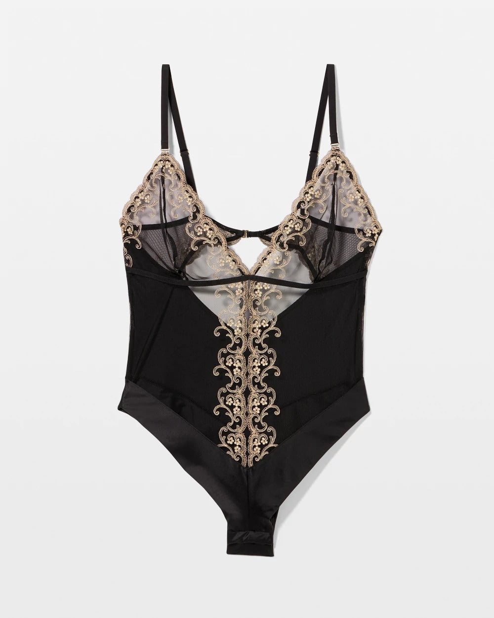 Soma / Silk + Venice Lace Slim Bodysuit BLACK