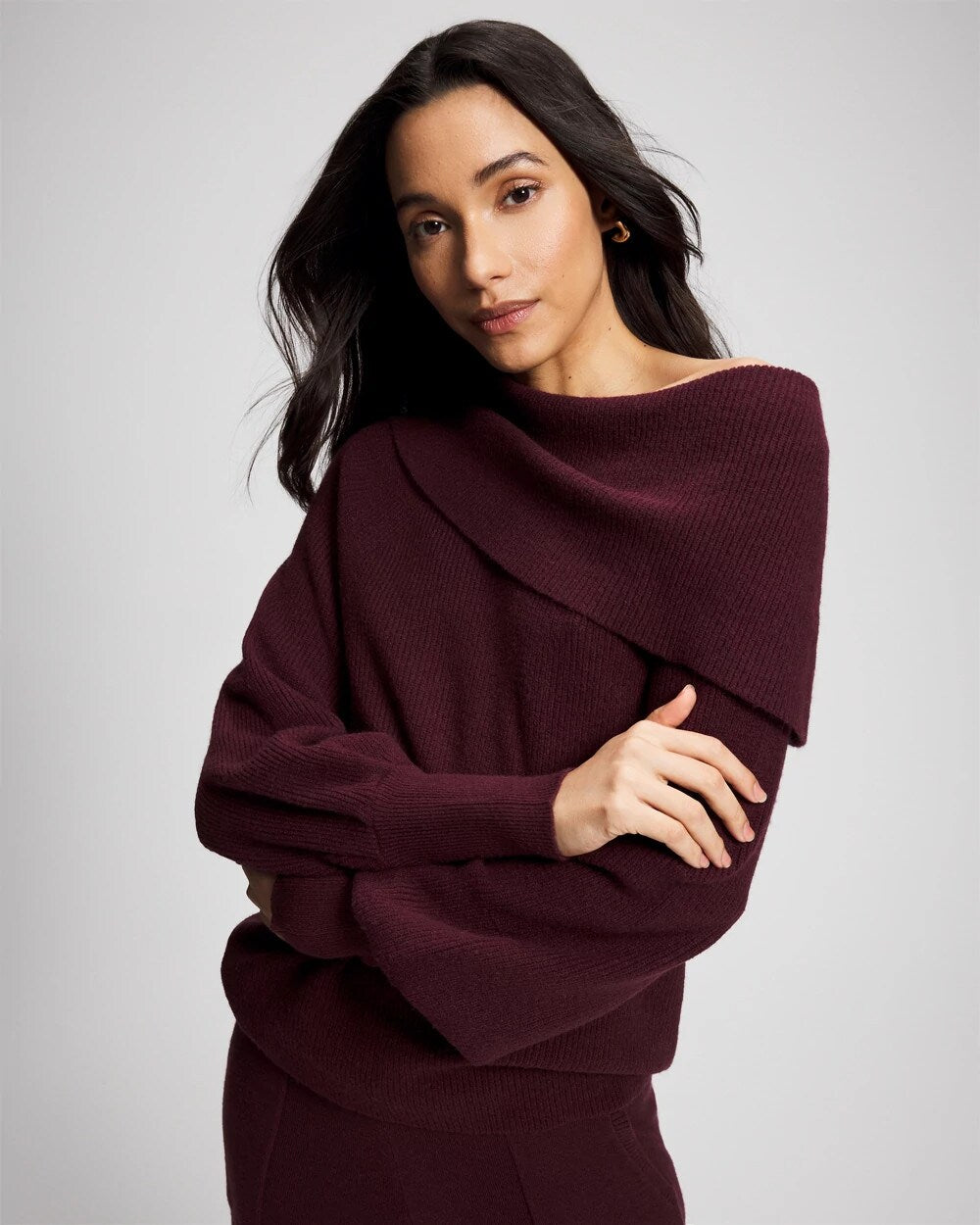 Soma / Premier Knit off the Shoulder Sweater MERLOT