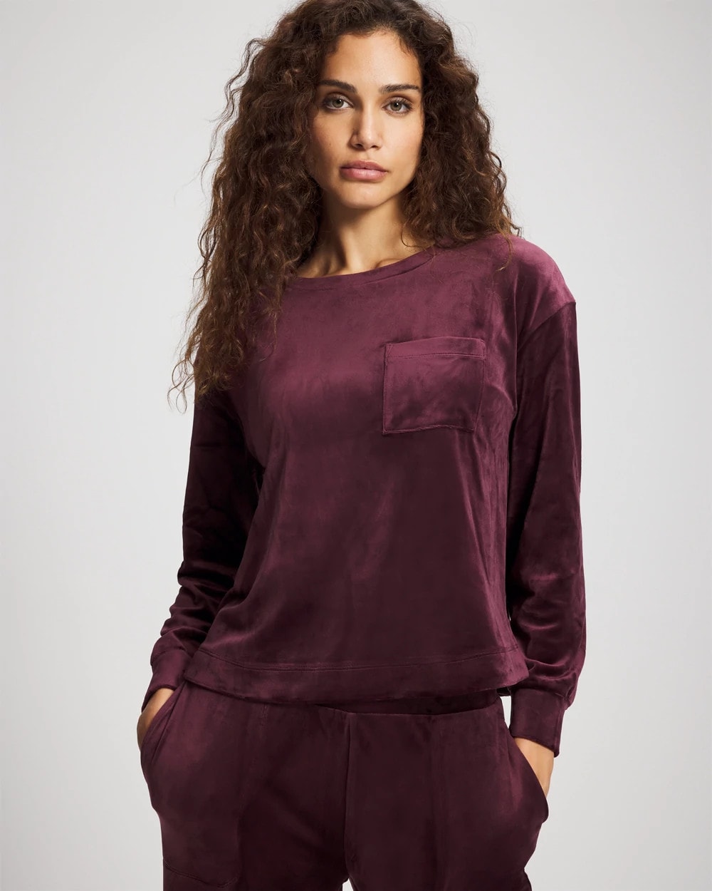 Soma / Velour Crewneck Sweatshirt MERLOT