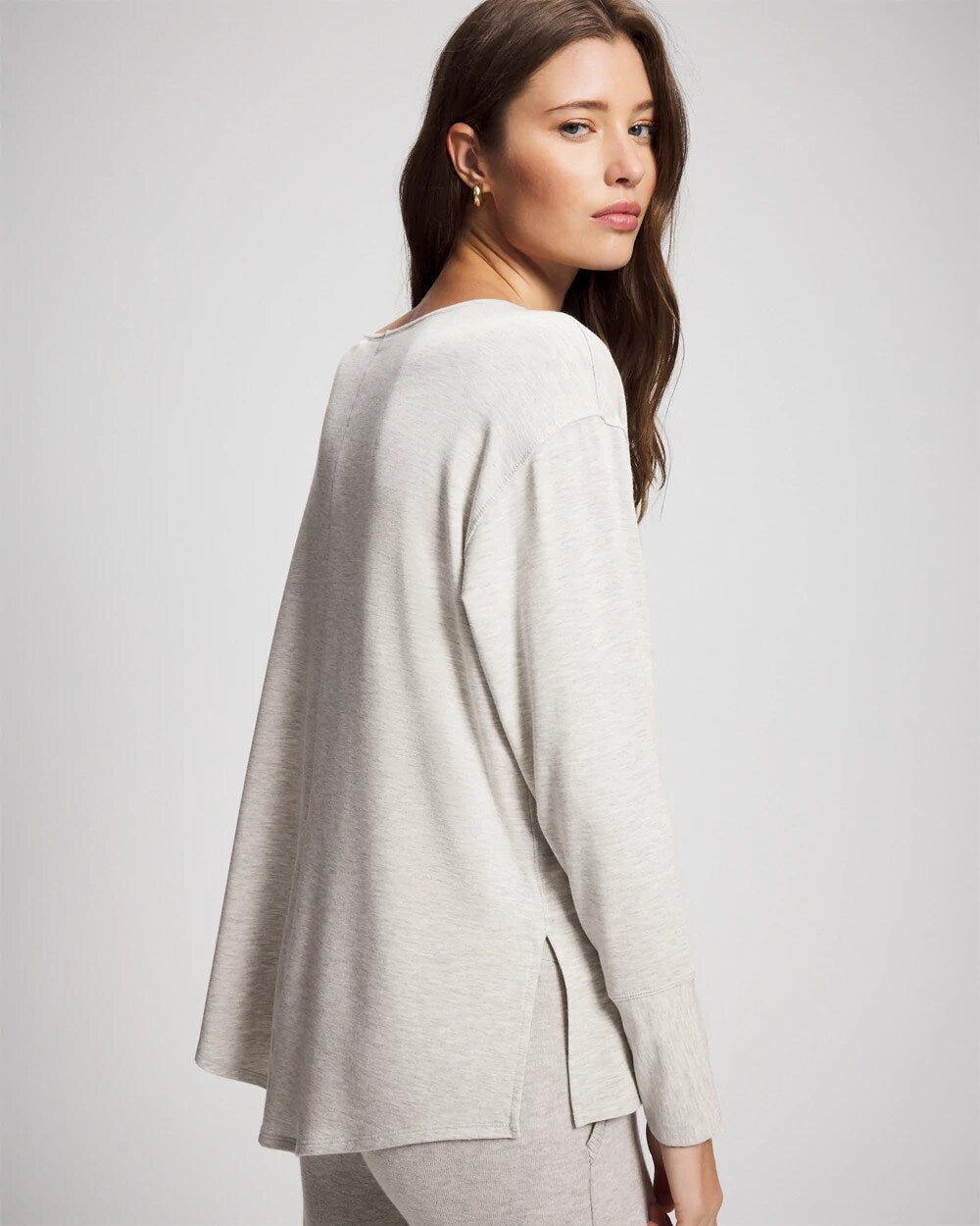 Soma / Ultra Soft Fleece Dolman Top HEATHER STONE