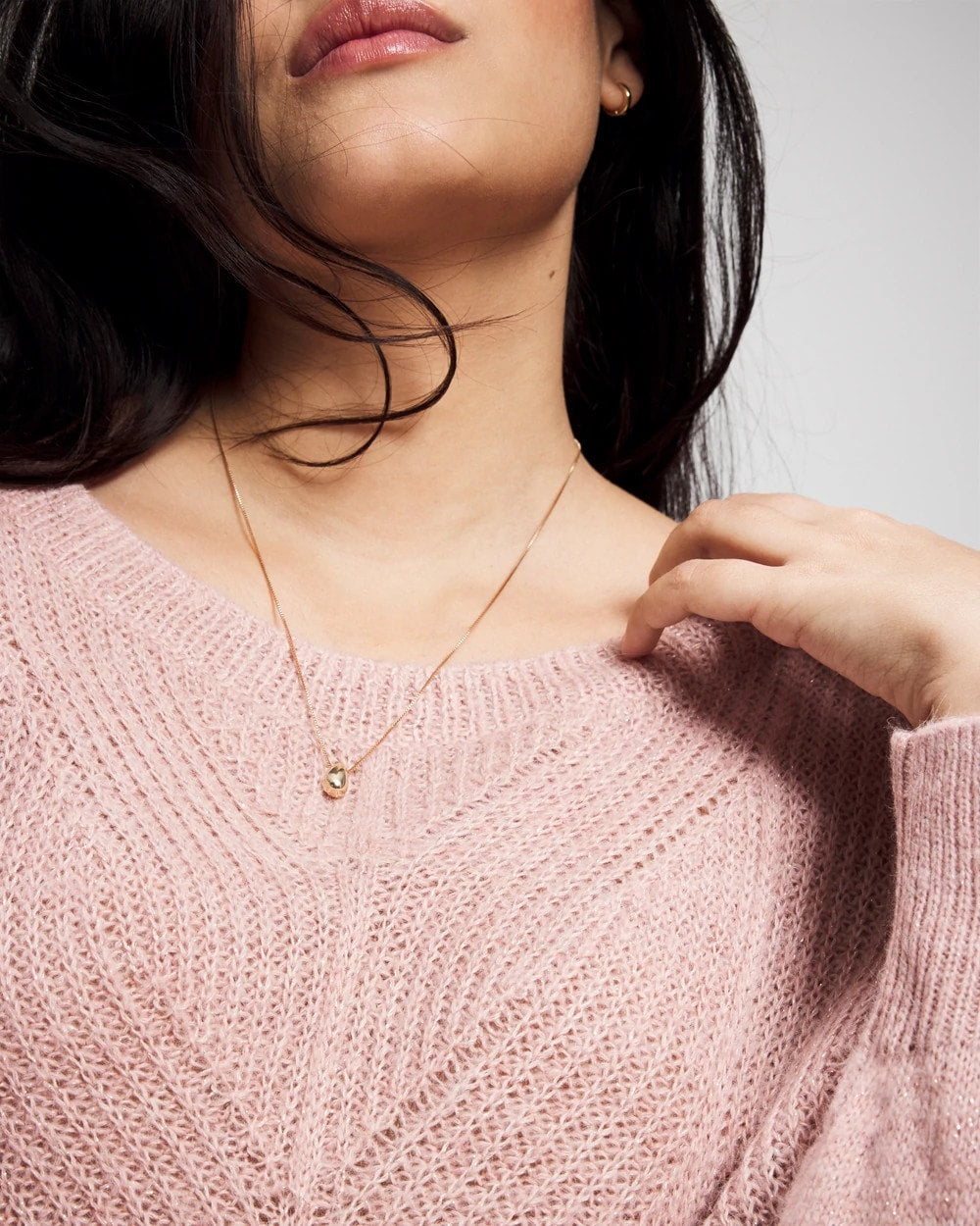Soma / Shimmer Cable Knit Sweater ADOBE ROSE