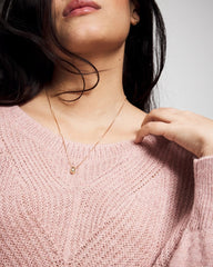 Soma / Shimmer Cable Knit Sweater ADOBE ROSE