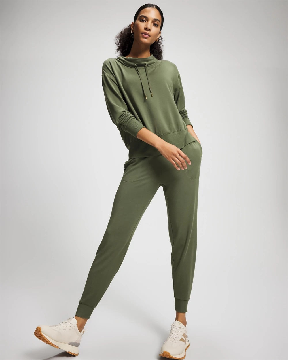Soma / Ultrasoft Fleece Relaxed Funnel Neck Sweatshirt DARK SAGE