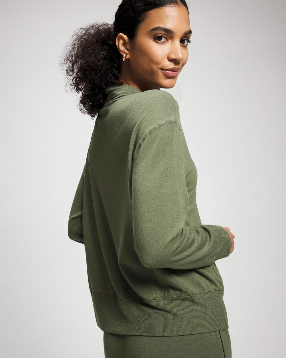 Soma / Ultrasoft Fleece Relaxed Funnel Neck Sweatshirt DARK SAGE