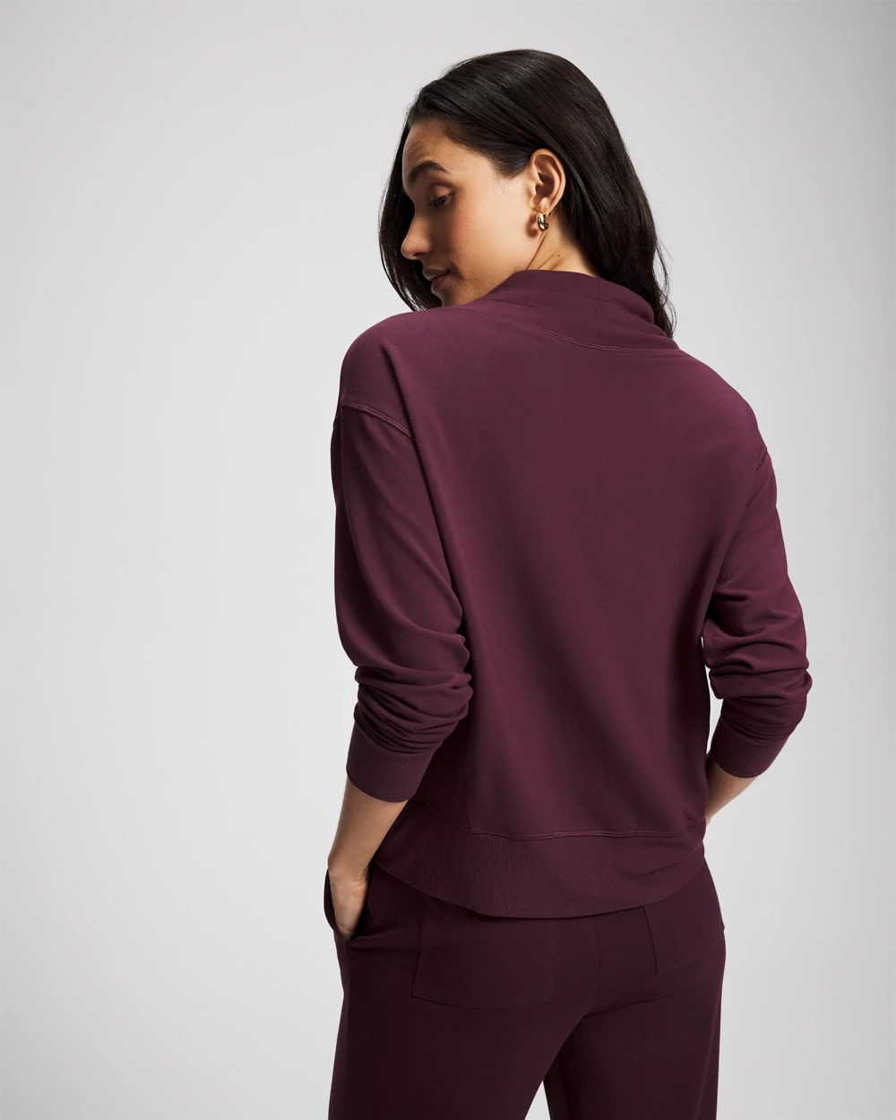 Soma / Ultrasoft Fleece Relaxed Funnel Neck Sweatshirt MERLOT