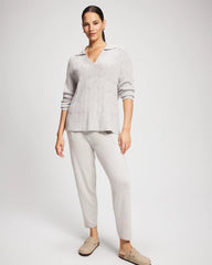Soma / Premier Knit Cable Knit Collared Sweater HEATHER STONE
