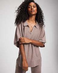 Soma / Premier Knit Sweater Collared Top HEATHER FAWN