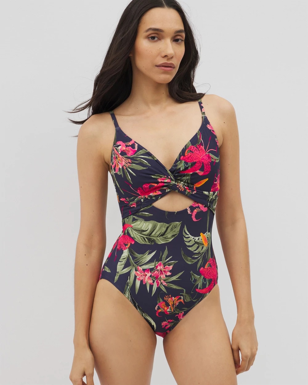 Soma / Soma Swim Twist-Front Keyhole One-Piece LE TIGRE TROPICAL NAVY