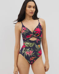 Soma / Soma Swim Twist-Front Keyhole One-Piece LE TIGRE TROPICAL NAVY